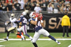Chris Harper against the Saints (Photo: Keith Nordstrom/Patriots.com)